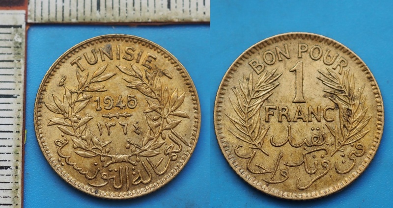 1945 - 1 franc - Francouzský Tunis