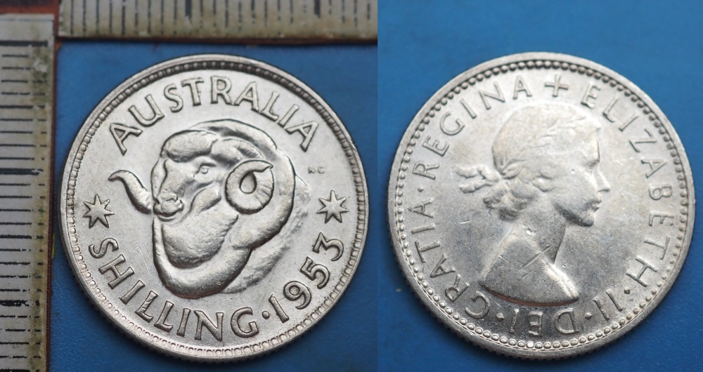 1953 - 1 shilling, stříbro - Austrálie