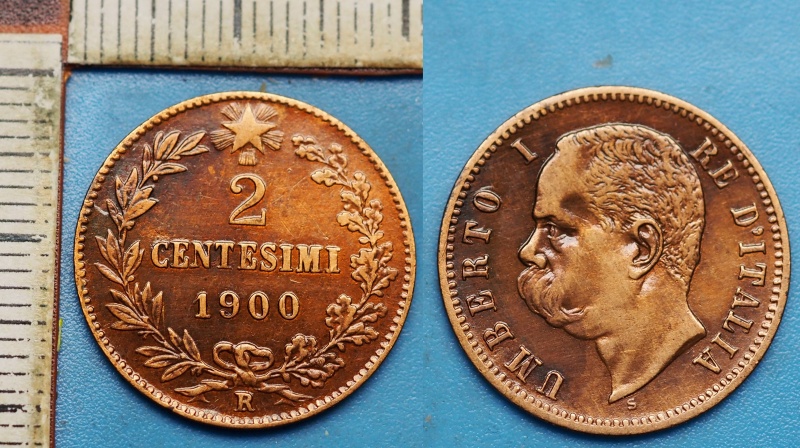 1900 R - 2 centesimi - Umberto I., Itálie, lak