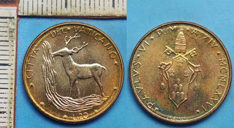 1976 - 20 lir - Pavel VI., Vatikán
