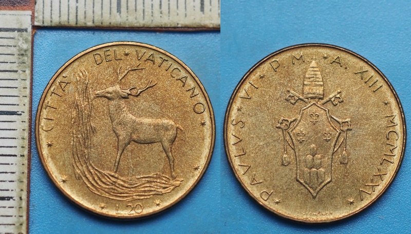 1975 - 20 lir - Pavel VI., Vatikán