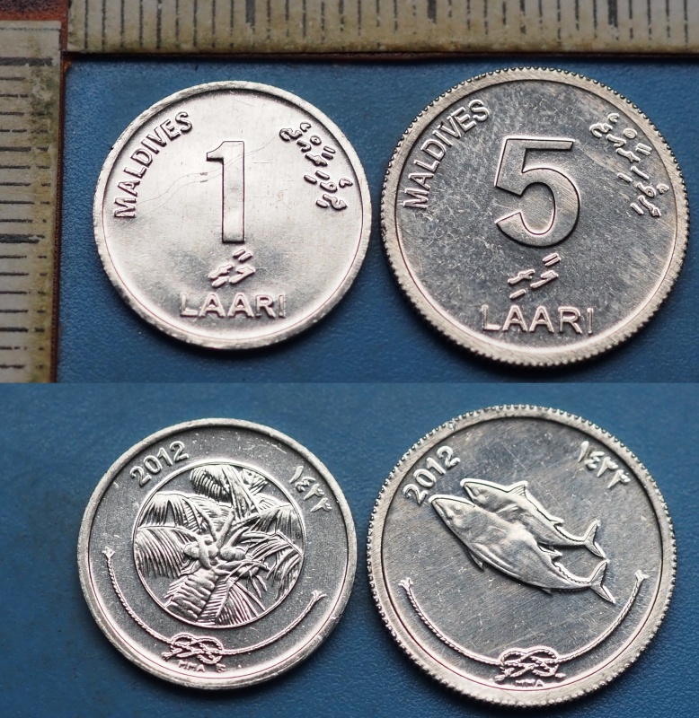 2012 - 1 a 5 laari - 2x Maledivy