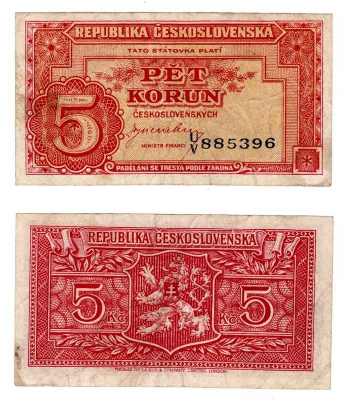 1945 (ND) - 5 korun, bankovka - UV885396