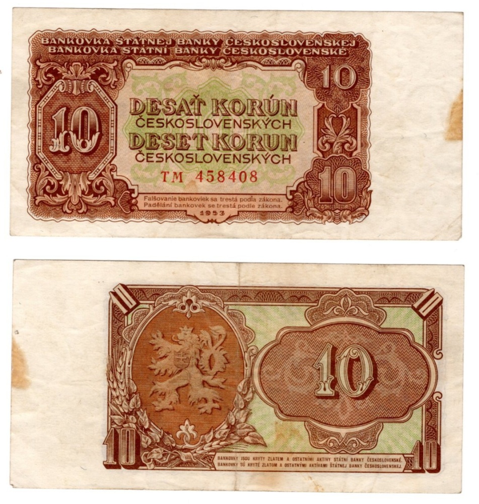 1953 - 10 korun, bankovka - TM 458408