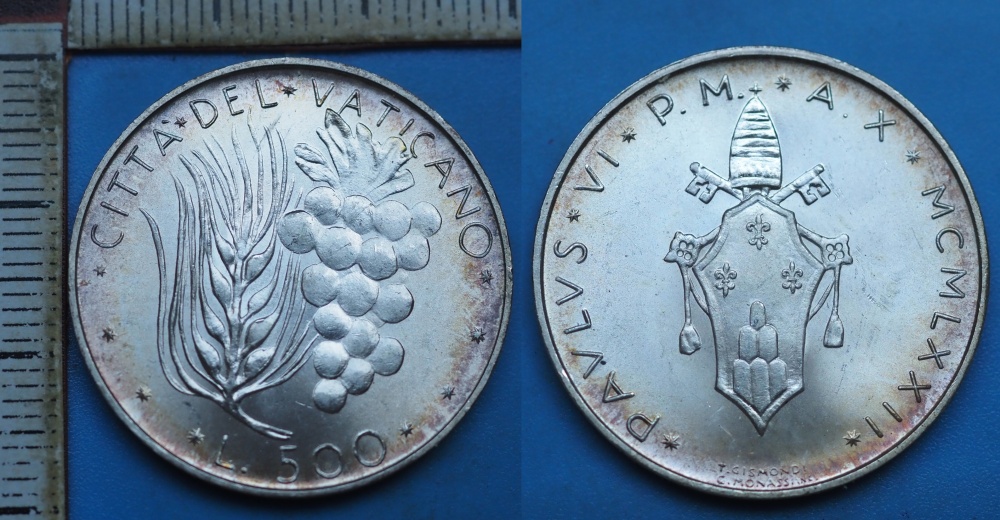 1972 - 500 lir, stříbro - Pavel VI., Vatikán