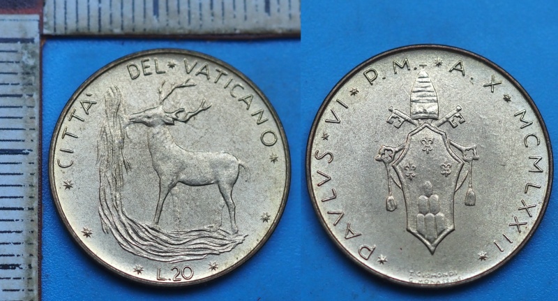 1972 - 20 lir - Pavel VI., Vatikán