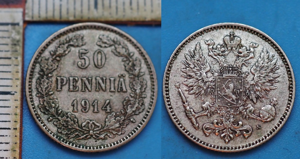 1914 S - 50 pennia, stříbro - Finsko