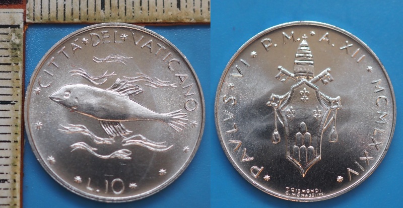 1974 - 10 lir - Pavel VI., Vatikán