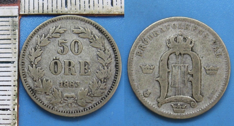 1883 EB - 50 ore, stříbro - Oscar II., Švédsko
