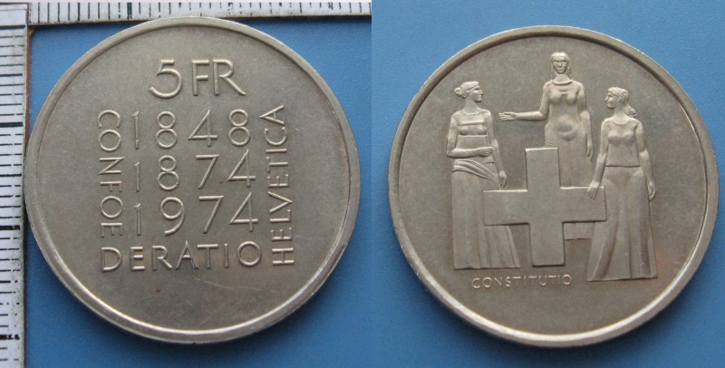 1974 - 5 francs - Švýcarsko, výroční