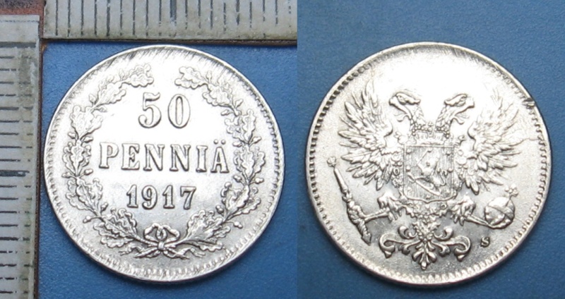 1917 S - 50 pennia - Finsko pod Ruskem, Mikuláš II.