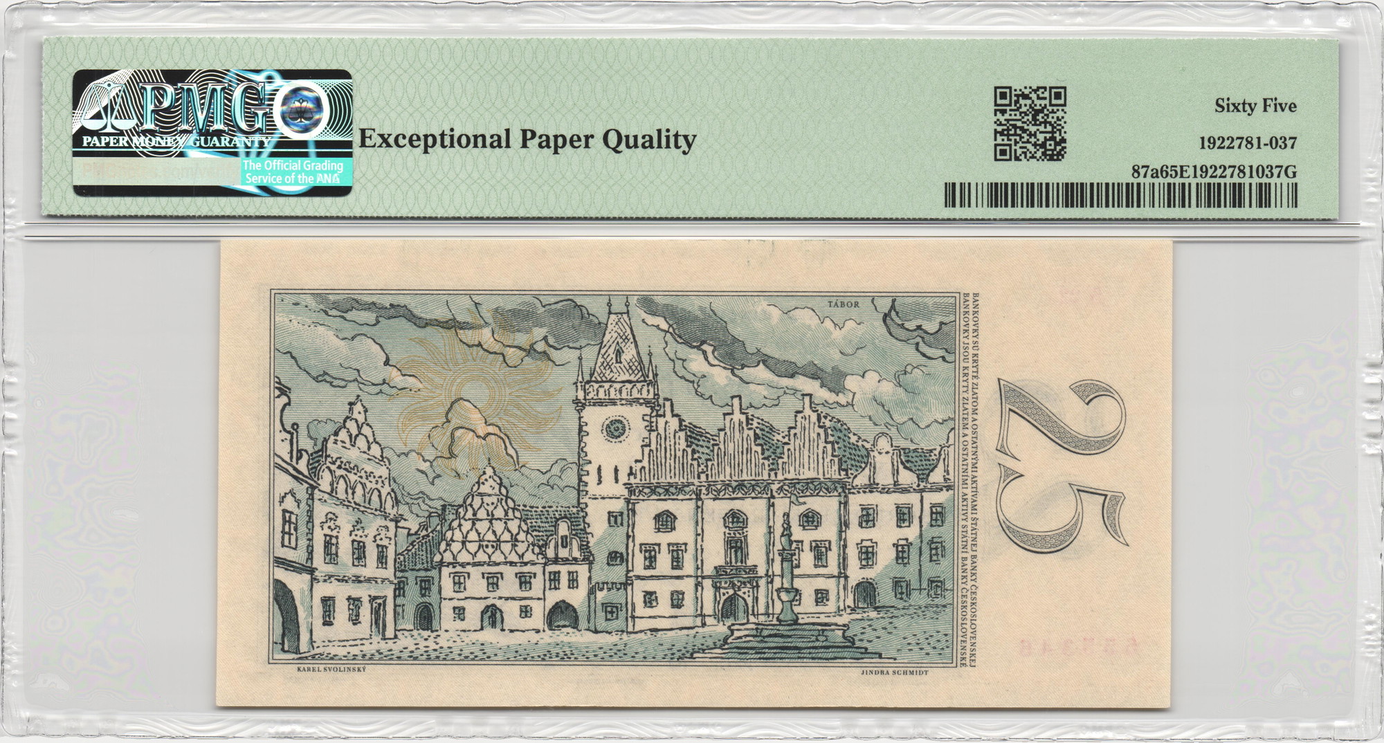 1958 - 25 Kčs, bankovka - S 22 655346, certifikace PMG 65 EPQ Gem Uncirculated