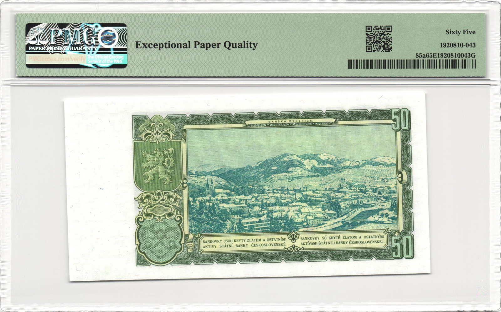 1953 - 50 korun, bankovka - BD 778817, certifikace PMG 65 EPQ Gem Uncirculated