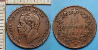 1866 T - 10 centesimi - Vittorio Emanuele II., Itálie