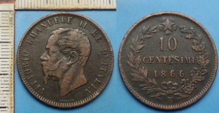 1866 N - 10 centesimi - Vittorio Emanuele II., Itálie