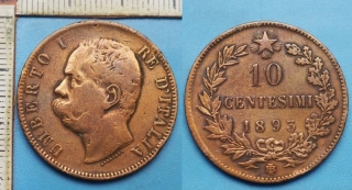 1893 BI - 10 centesimi - Umberto I., Itálie