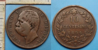 1894 R - 10 centesimi - Umberto I., Itálie