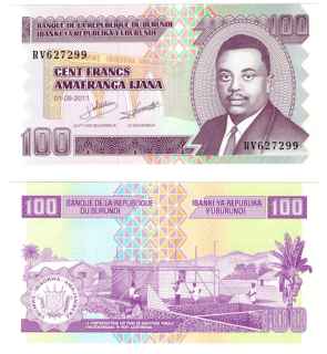2011 - 100 francs, bankovka, RV627299 - Burundi, krásná