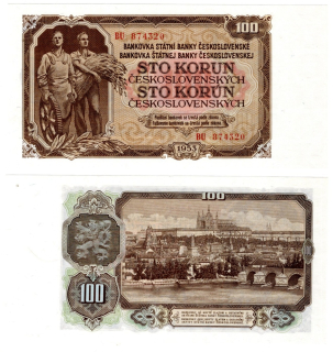 1953 - 100 Kčs, bankovka - BU 874320, krásný stav