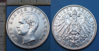1905 D - 2 mark, stříbro - Otto, Bavorsko, pěkná