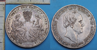 1854 - tolar, stříbro - Fridrich August II., Sasko, úmrtní, pěkný