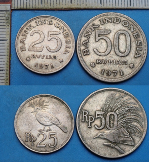 1971 - 25 a 50 rupiah - 2x Indonésie