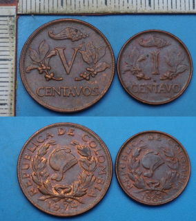 1969, 74 - 1 a 5 centavos - 2x Kolumbie