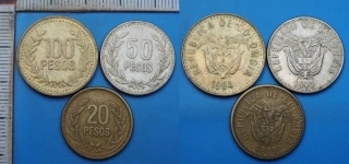1989-1994 - mince Kolumbie - 3x různý typ