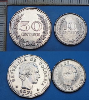 1971 - 10 a 50 centavos - 2x Kolumbie