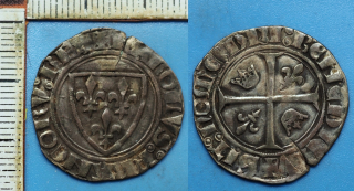 1380-1422 - blanc dit guénar, stříbro - Karel VI. zvaný "Šílený", Francie, pěkný