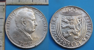 1951 - 100 Kčs, stříbro - K. Gottwald, 30 let KSČ