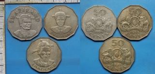 1975, 93 a 96 - 50 cents - 3x Svazijsko, každý jiný typ