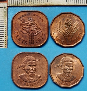1975 - 1 a 2 cents - 2x Svazijsko