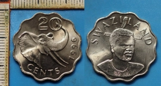 1996 - 20 cents - Svazijsko