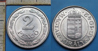 1942 BP - 2 pengo - válečné Maďarsko, krásná