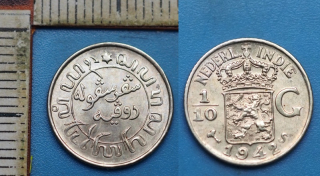 1942 S - 1/10 guldenu, stříbro - Nizozemská Východní Indie