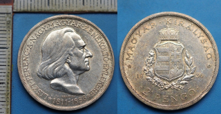 1936 BP - 2 pengo, stříbro - Maďarsko, Ferenc Liszt