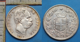 1899 R - 1 lira, stříbro - Umberto I., Itálie