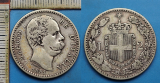 1881 R - 2 liry, stříbro - Umberto I., Itálie