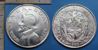 1966 - 1 balboa, stříbro - Panama, krásná