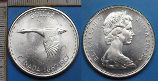 1967 - 1 dollar, stříbro - Kanada, výroční, krásný