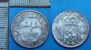 1945 S - 1/4 guldenu, stříbro - Nizozemská Indie