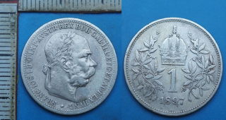 1897 - 1 koruna, stříbro - František Josef I., vzácnější