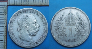 1905 - 1 koruna, stříbro - František Josef I., vzácnější