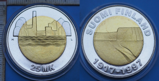 1997 - 25 markkaa - Finsko, 80th Anniversary of Independence, kapsle