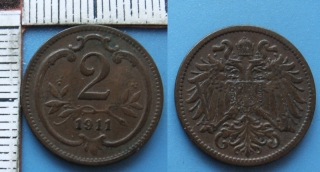 1911 - 2 heller - František Josef I.