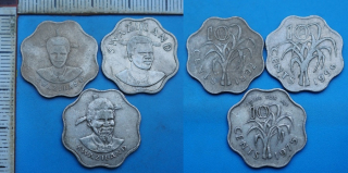 1975, 92 a 96 - 50 cents - 3x Svazijsko, každý jiný typ