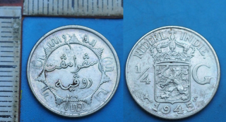 1945 S - 1/4 guldenu, stříbro - Nizozemská Východní Indie