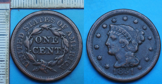 1851 - 1 cent - USA, pěkný