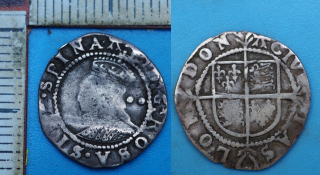 1582-1584 - 1/2 groat, stříbro - Alžběta I., Anglie, Londýn, Tudorovci, zdobené A